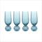 Hello Honey 8-Ounce Pleated Footed Champagne Glass, Blue, Set of 4